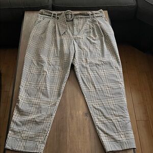 Zara  Plaid Paperbag Waist Chinos
